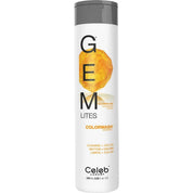 Shampoo bottle labeled 'G.E.M. Lites' by Celeb on a white background
