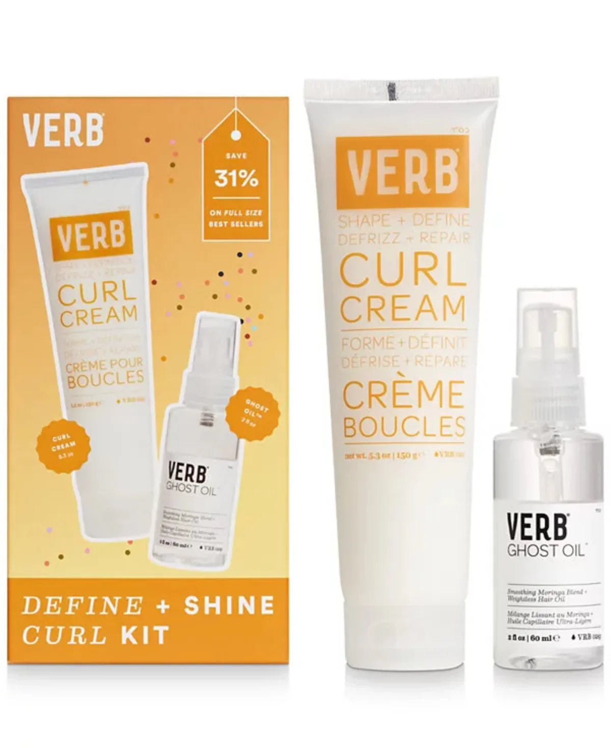 Verb Define Shine Curl Set Curl Cream 5.3 oz +Ghost Oil 2.0 oz