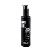 A black pump bottle of L'Oréal Professionnel Tecni Art Transform Texture Force 3 hair wax on a plain white background.