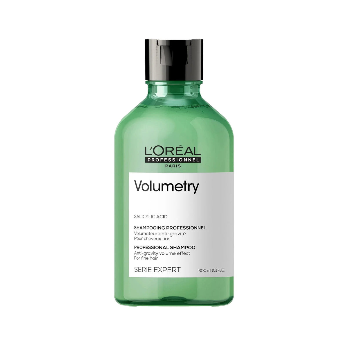 L'Oreal Volumetry shampoo bottle on a white background