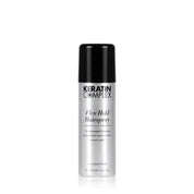 Keratin Complex Flex Hold Hairspray in a sleek silver aerosol can with a black cap, centered on a clean white background.
