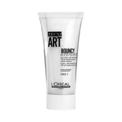 L'Oréal Professionnel Techni Art Bouncy & Tender Force 2 hair cream in a white squeeze tube, shown against a light gray background.