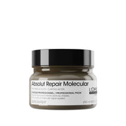 L'Oré Professionnel Absolut Repair Molecular Professional Mask jar, 250 ml, featuring a black lid and a white label with black text, set against a plain white background.