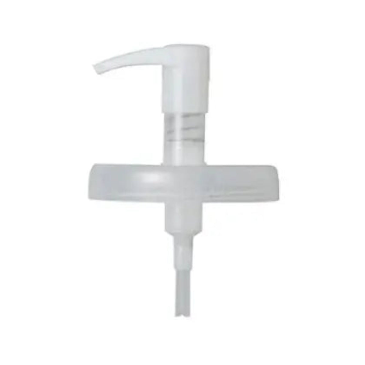White plastic pump dispenser on a white background