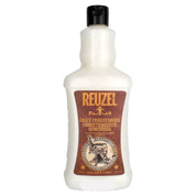 A 350ml bottle of Reuzel Daily Conditioner, featuring a white plastic bottle with a black cap and a brown label with gold lettering.