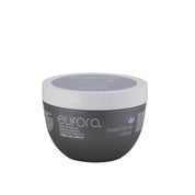 A dark gray and white jar of eufora Beautifying Elixirs hair mask, shown on a clean white background.