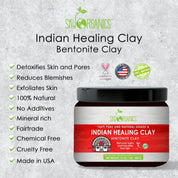 Sky Organics 100% Pure and Natural Grade A Indian Healing Clay Mask