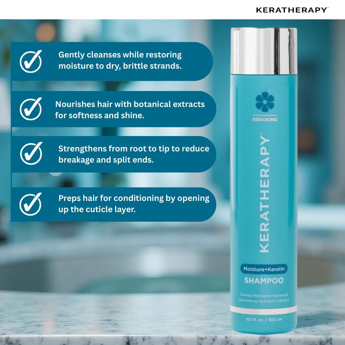 Keratherapy Moisture Shampoo, Conditioner 10.1 oz & Leave In Conditioner 8.5 oz