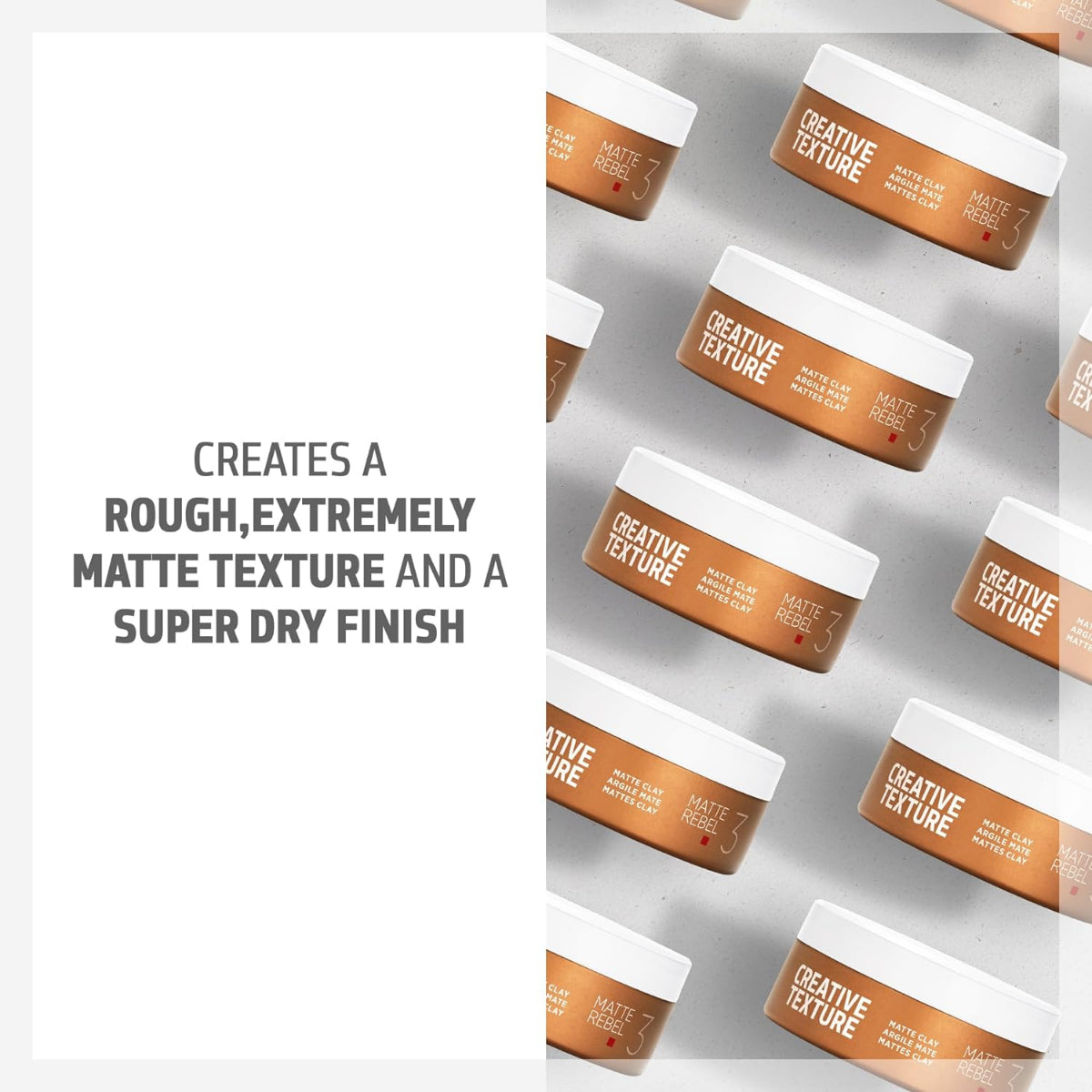 Multiple jars of 'Creative Texture' product on a light gray background with text describing texture and finish.