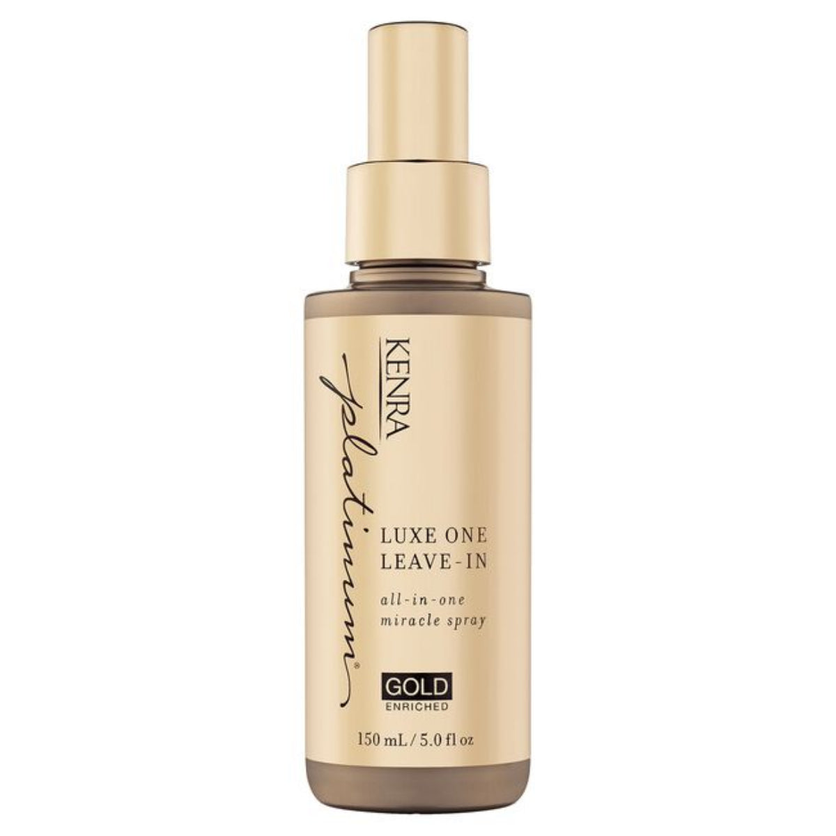 Kenra Platinum Luxe One Leave-In spray bottle on a white background