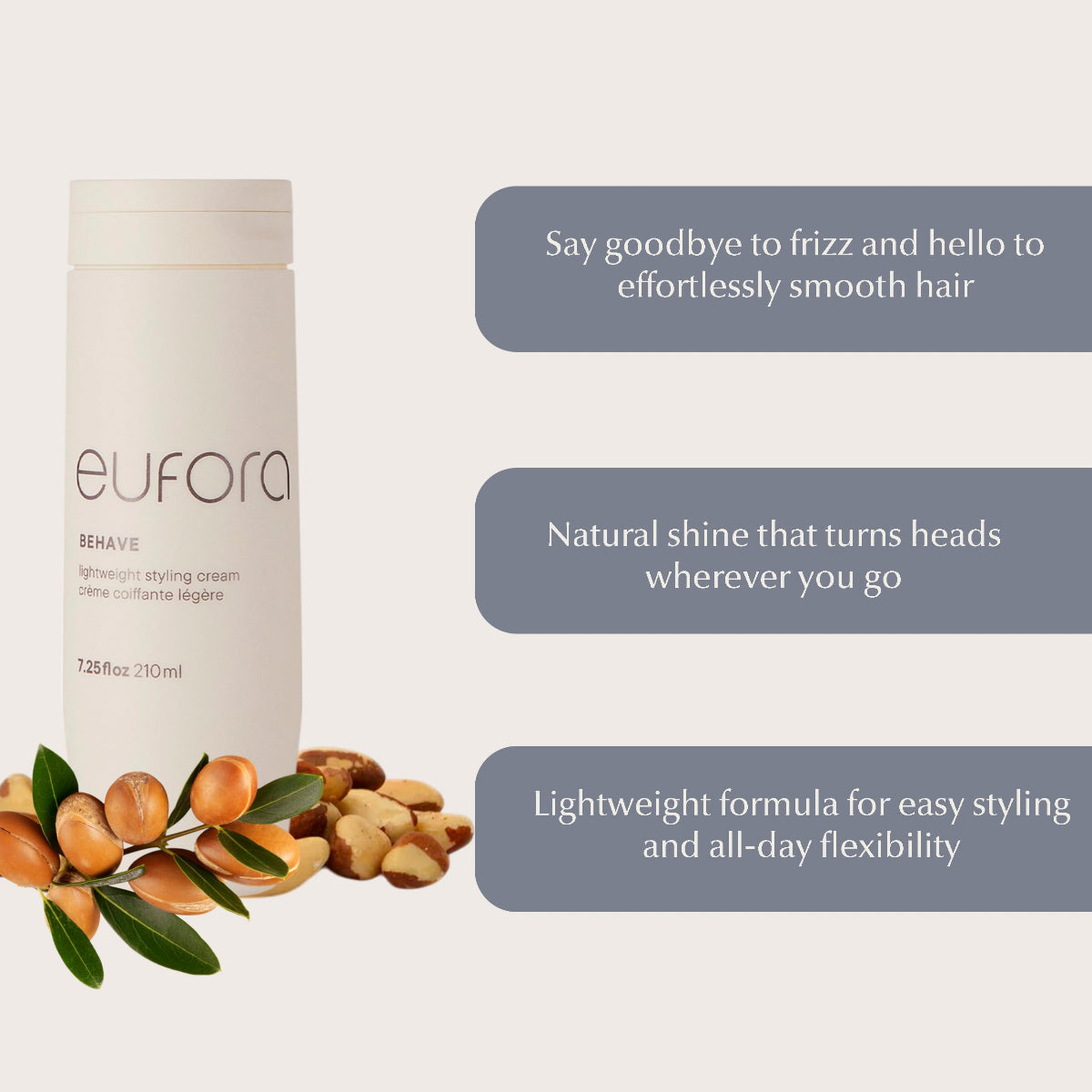 Eufora Behave Lightweight Styling Cream for Smooth, Frizz-Free Hair