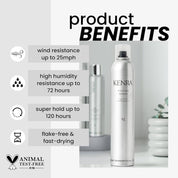 Kenra Volume Spray with product benefits listed on a white background