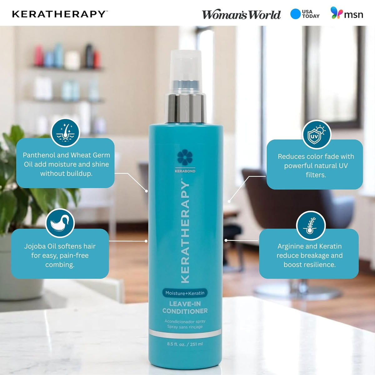 Keratherapy Moisture Shampoo, Conditioner 10.1 oz & Leave In Conditioner 8.5 oz
