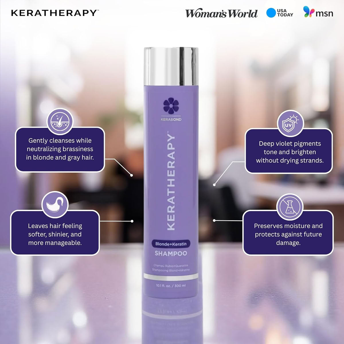 Keratherapy Totally Blonde Violet Toning Shampoo, Conditioner and Leave-in Spray