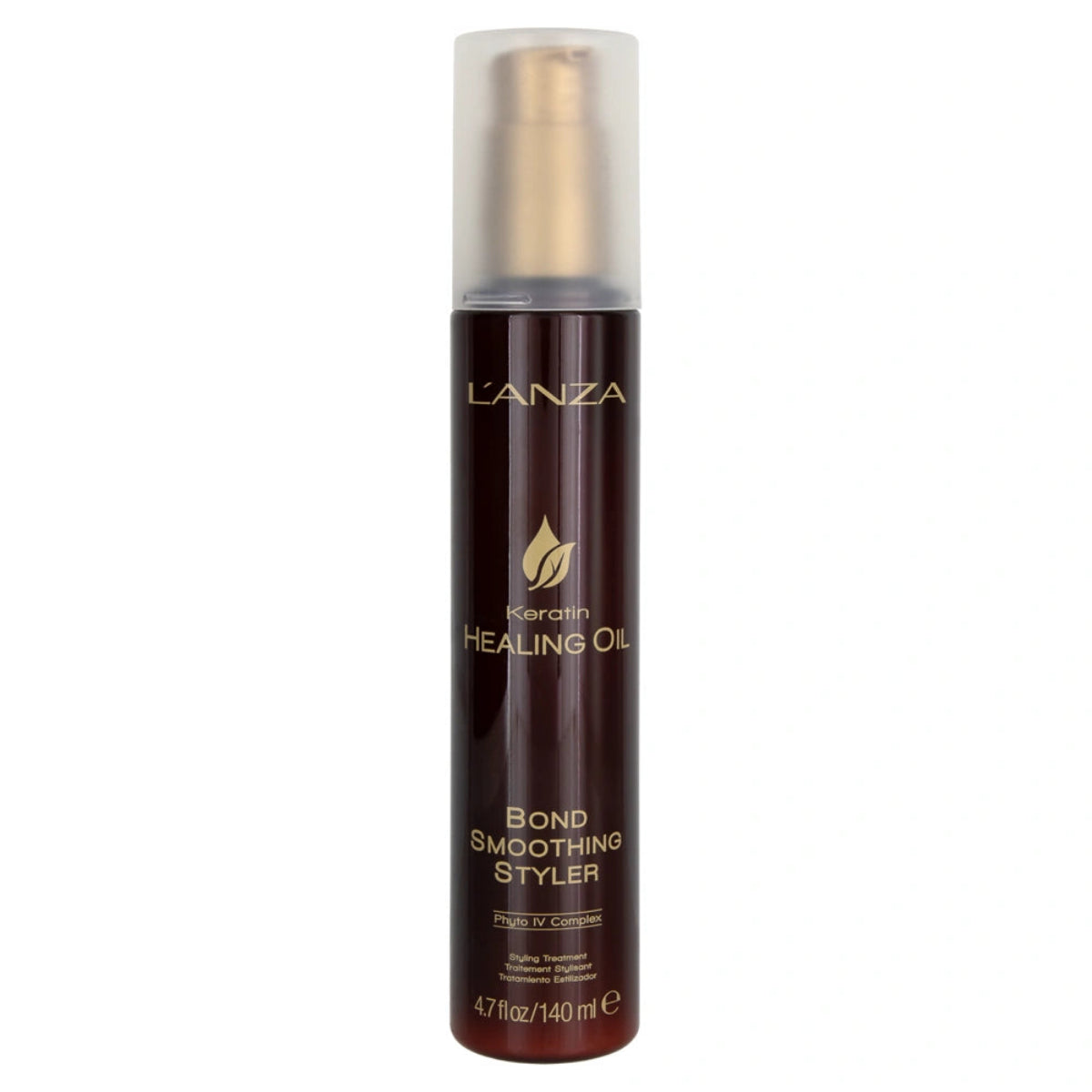 L'ANZA Keratin Healing Oil Bond Smoothing Styler bottle on a white background