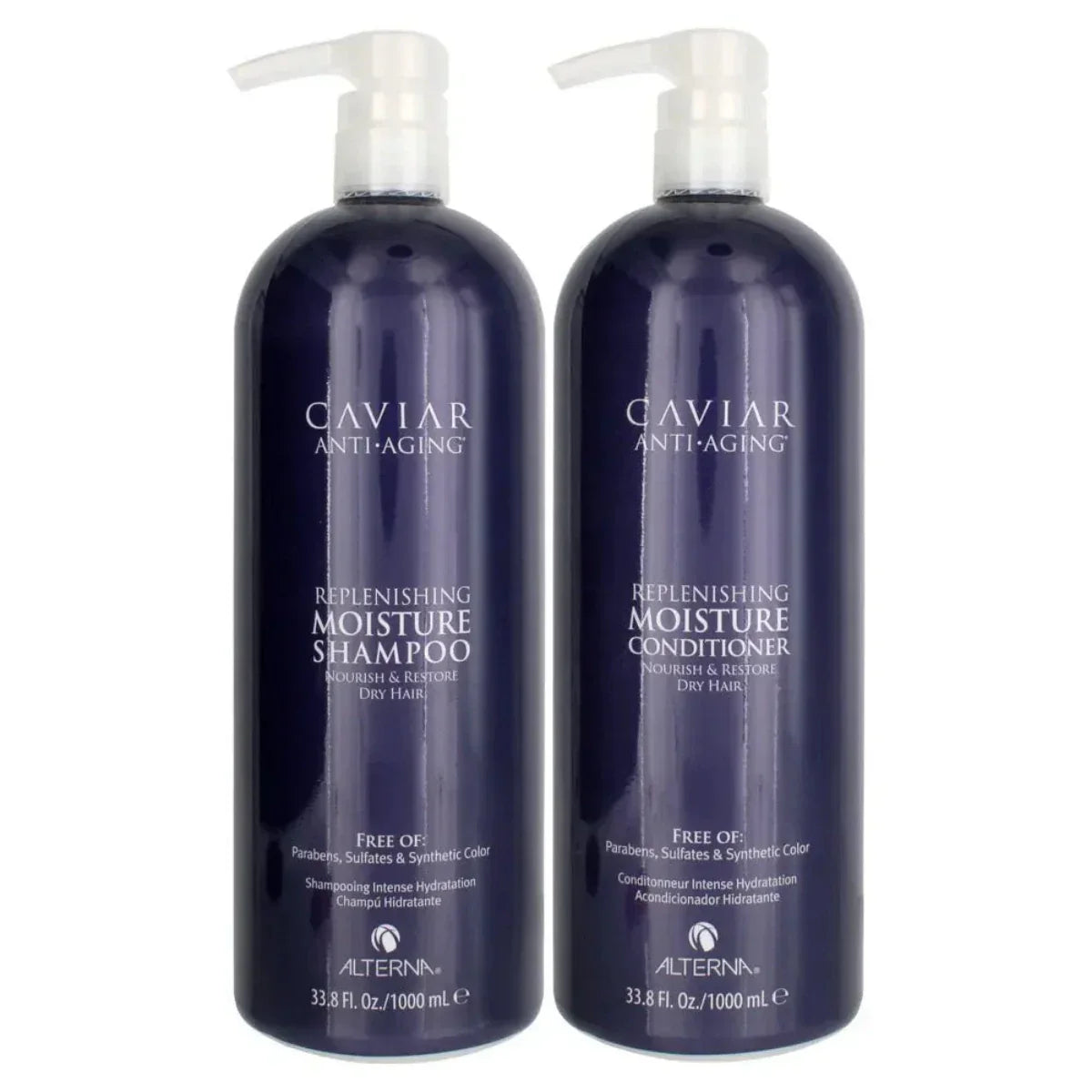Alterna Caviar Replenishing Moisture Shampoo & Conditioner Duo Set 33.8 oz liter bottles