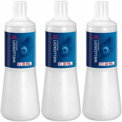 Three bottles of Welloxon Perfect hair color with different concentrations on a white background