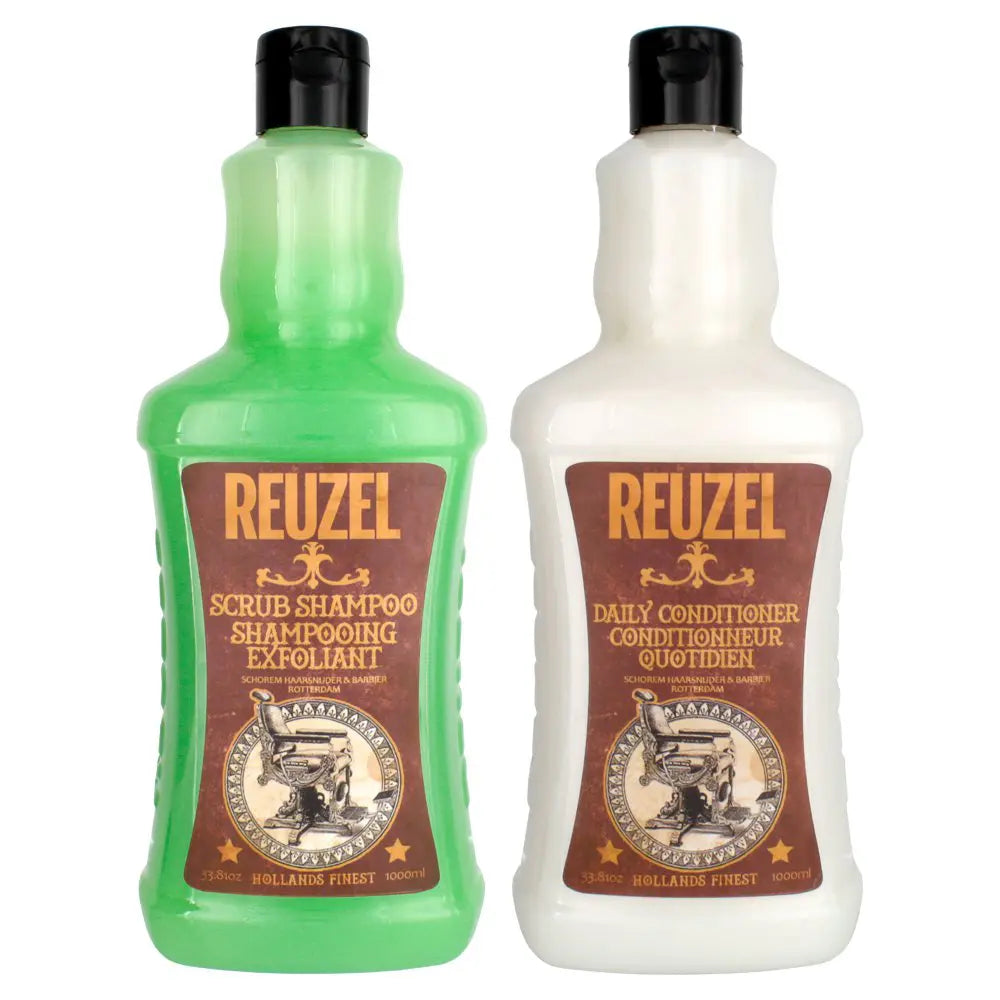 Reuzel Scrub Shampoo & Daily Conditioner Liter Duo – 33.8 oz