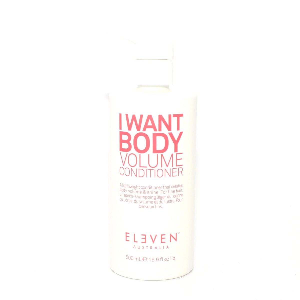 Bottle of Eleven Australia I Want Body Volume Conditioner on a white background