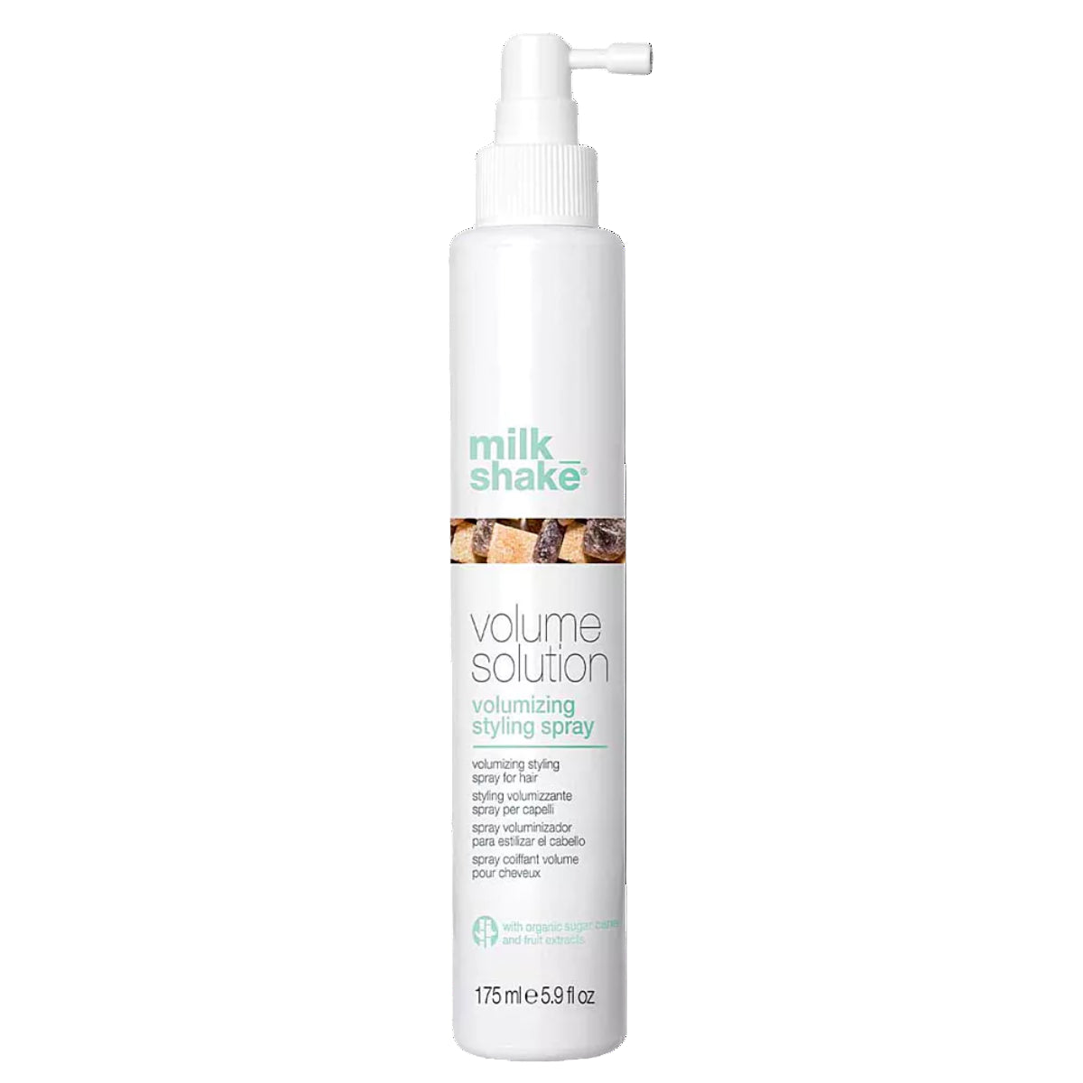 Milk Shake Volume Solution volumizing styling spray bottle on a white background
