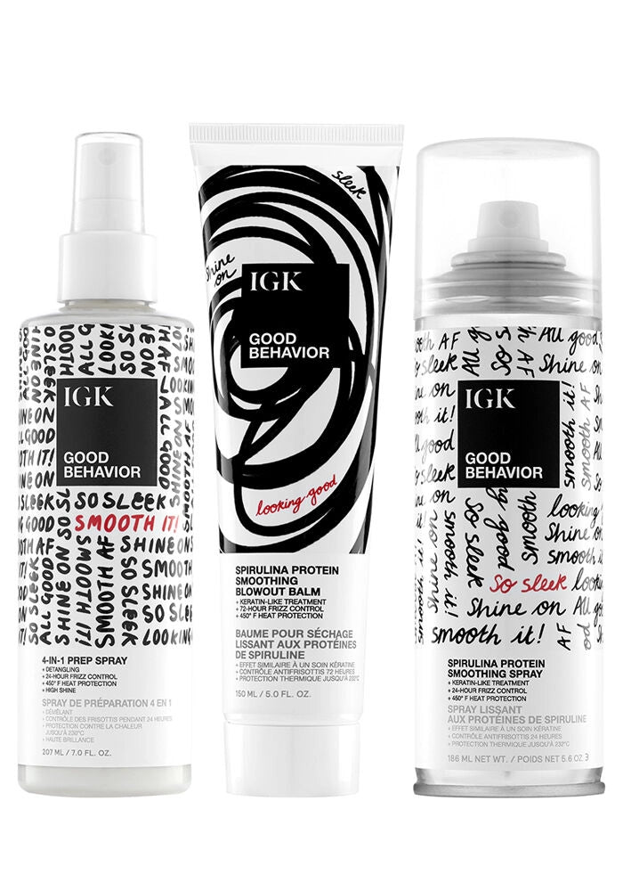 IGK Smoothing Frizz Fighters Holiday Kit – Good Behavior 3-Piece Smoothing & Heat Protection Set