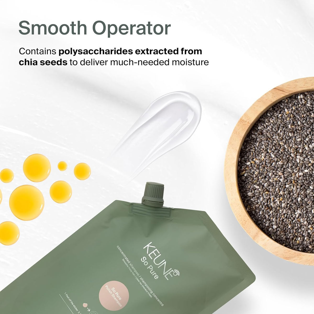 Keune So Pure Polish Shampoo Refill, Smoothing and Anti-Frizz Formula