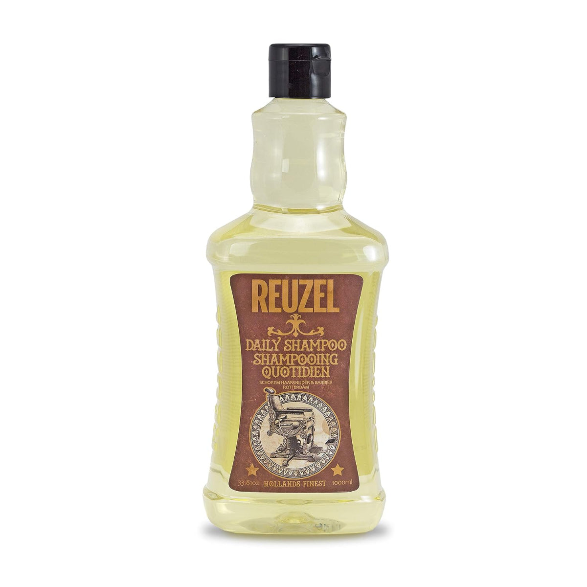 Reuzel daily shampoo bottle on a white background