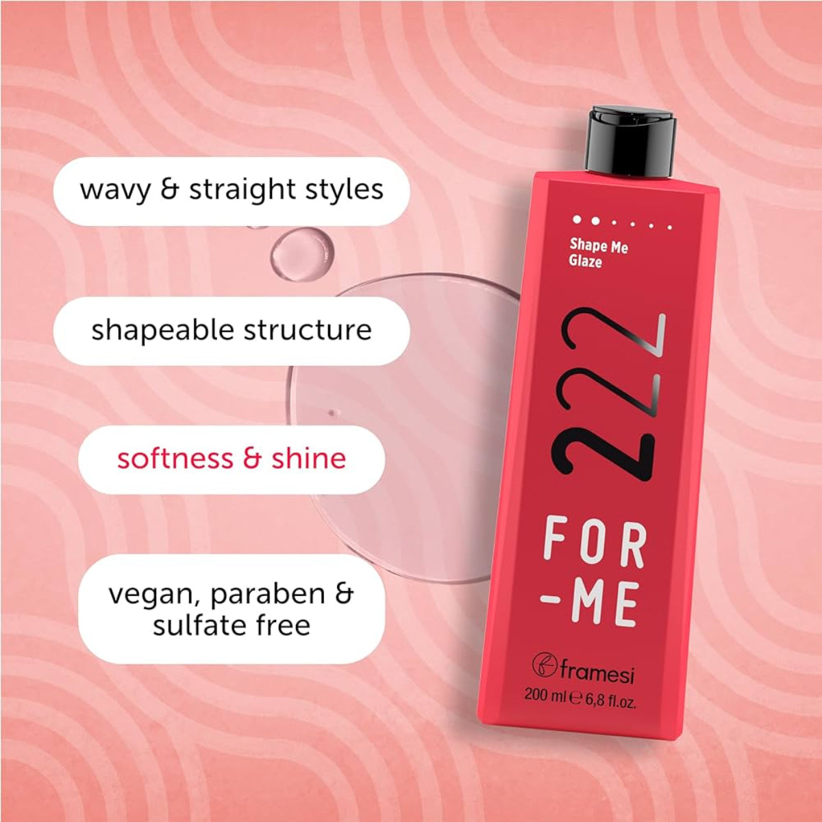 Framesi FOR-ME 222 Shape Me Glaze  Flexible Hold Styling Glaze for Shine & Definition