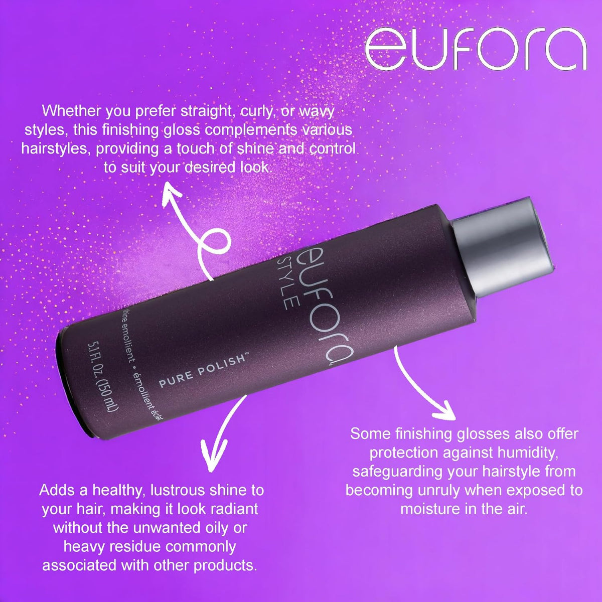 Eufora Style Pure Polish Lightweight Shine Serum for Frizz Control