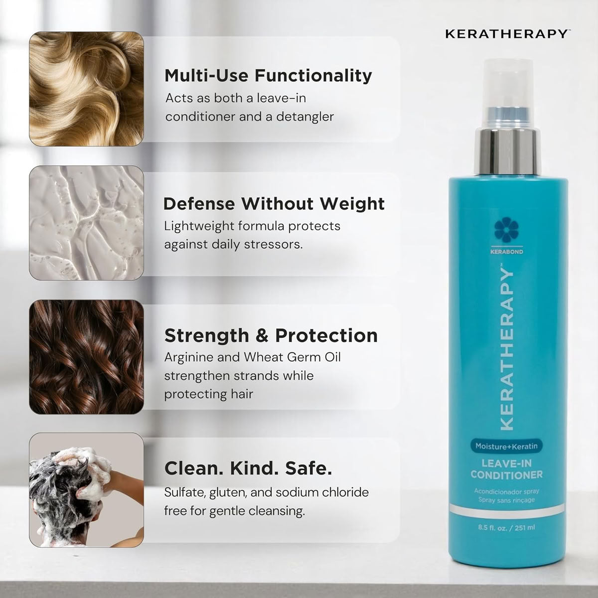Keratherapy Moisture Shampoo, Conditioner 10.1 oz & Leave In Conditioner 8.5 oz