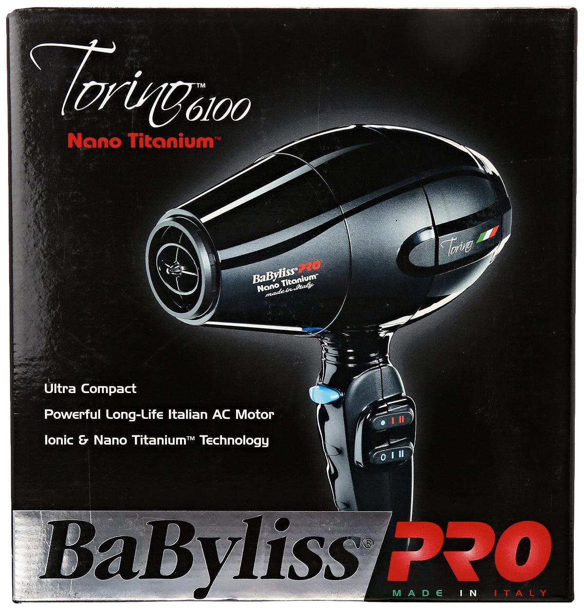 BaBylissPRO Nano Titanium 6100 Torino Ionic Hair Dryer 2000 Watts Black