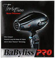 BaBylissPRO Nano Titanium 6100 Torino Ionic Hair Dryer 2000 Watts Black