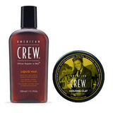 American Crew Molding Clay 3 oz & Liquid Wax 5.1 oz – Strong Hold & Flexible Styling Set