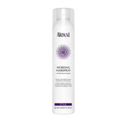 Aloxxi working hairspray bottle on a white background