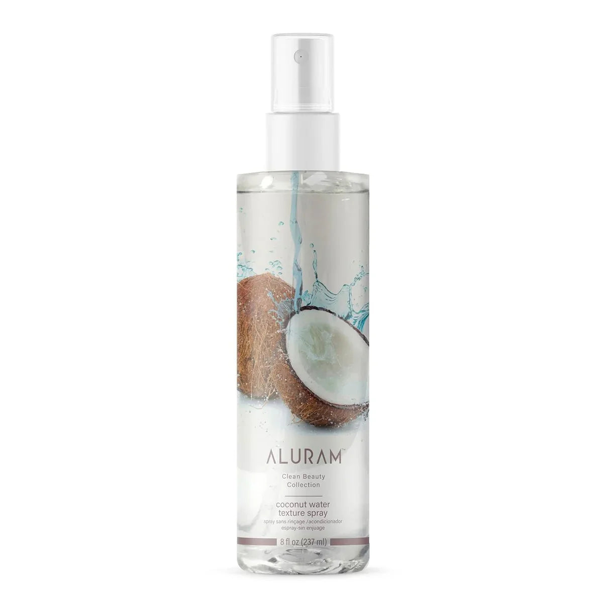 Aluram coconut water texture spray bottle on a white background