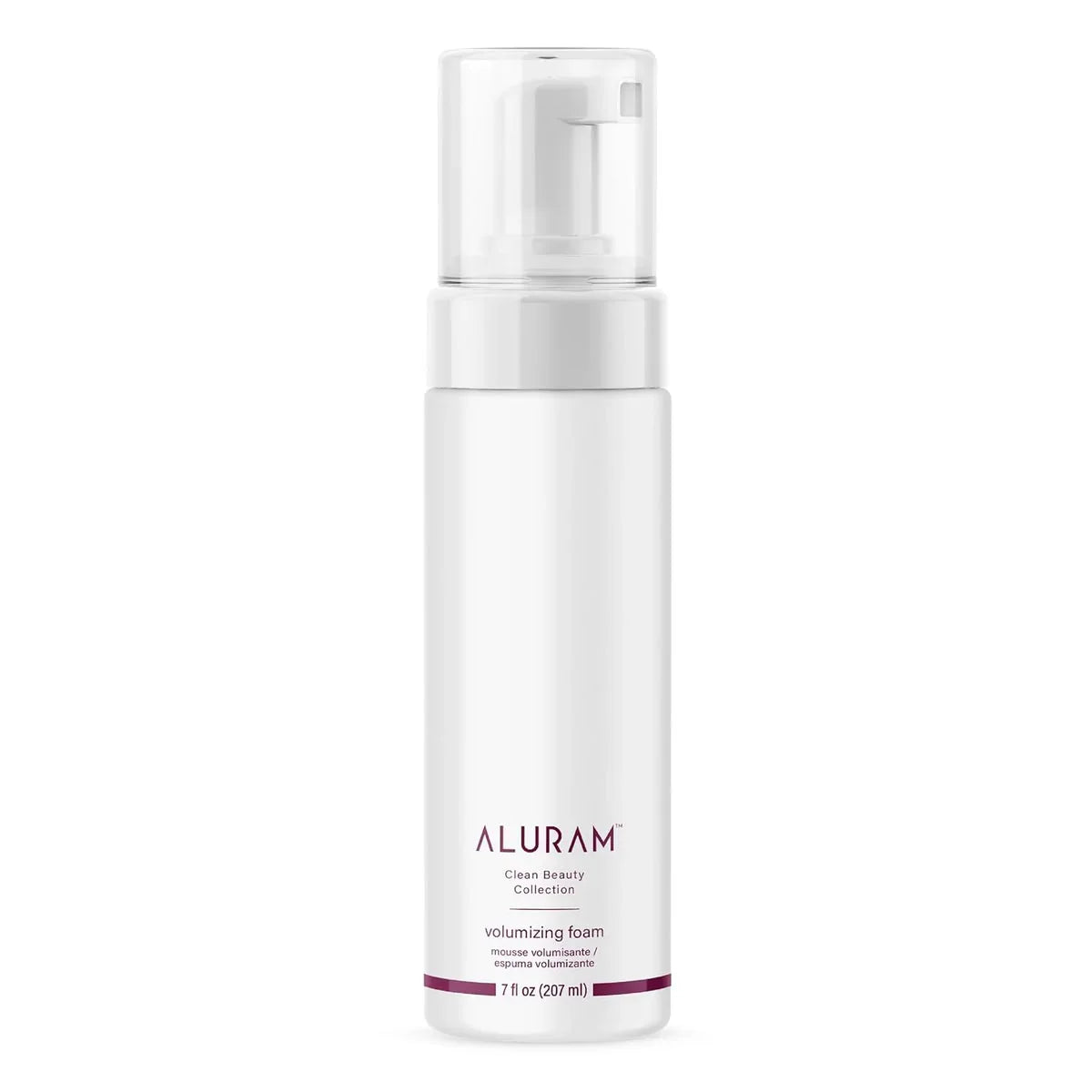 Aluram volumizing foam bottle on a white background