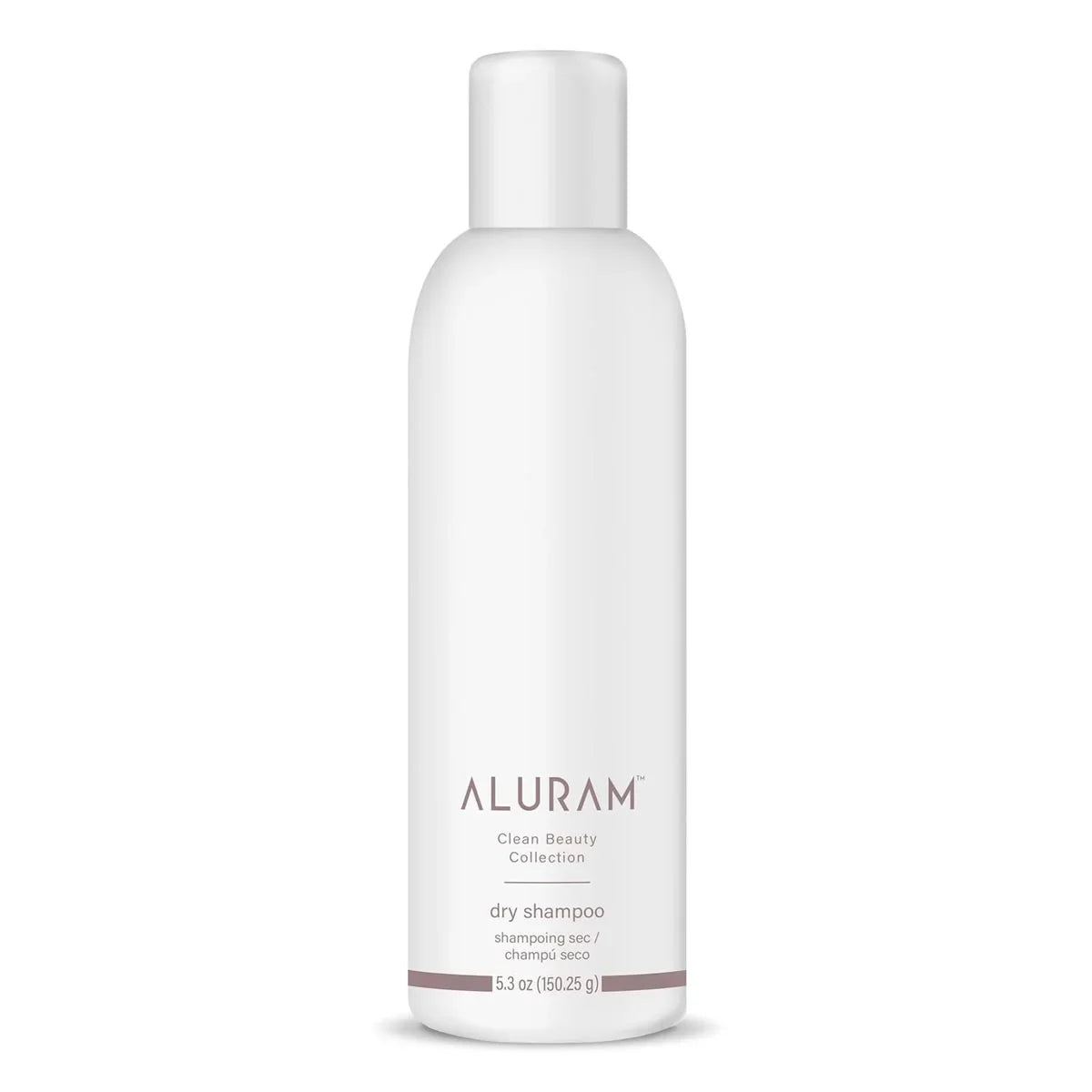 White bottle of Aluram dry shampoo on a white background