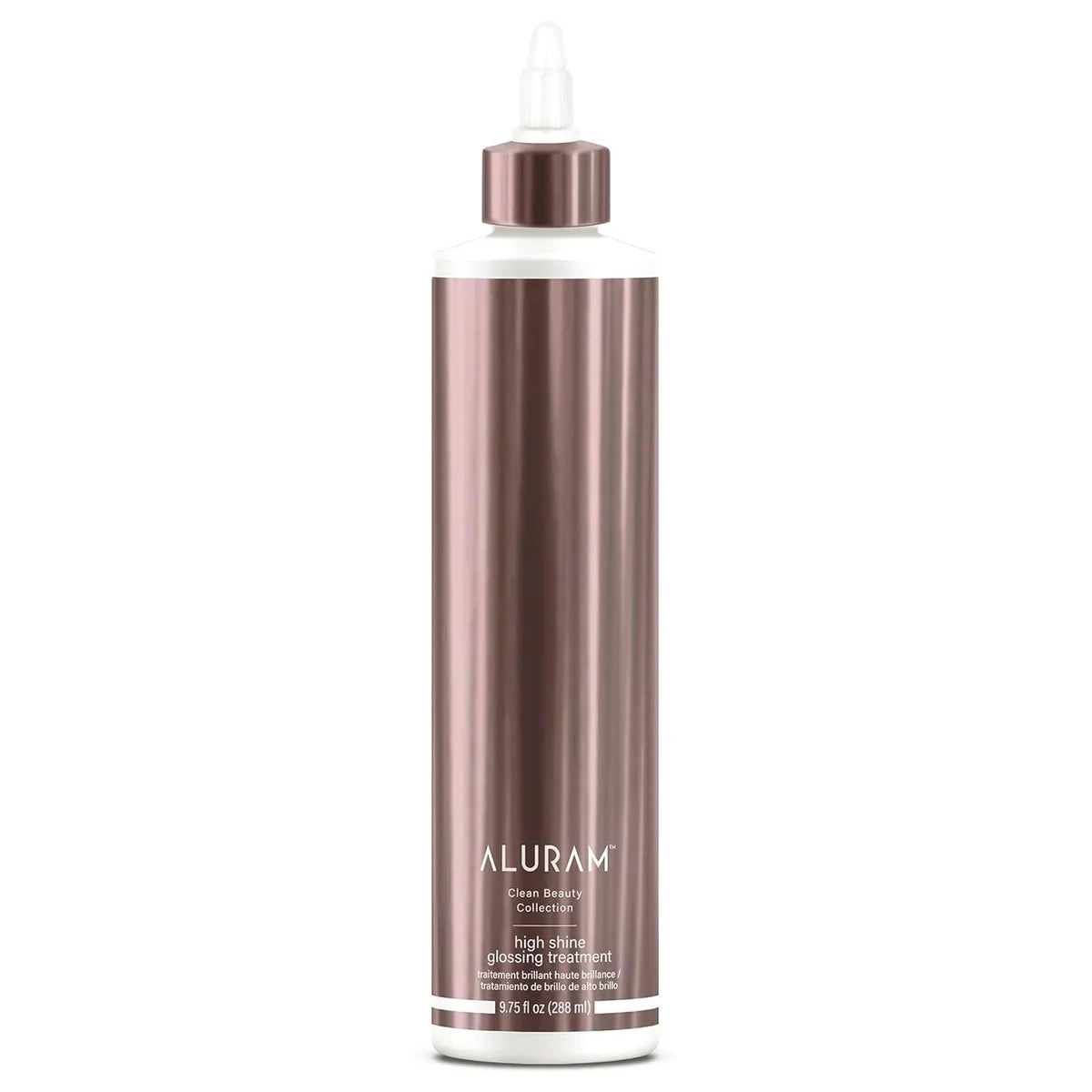 Aluram High Shine Glossing Treatment bottle on a white background