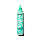 Amika hair treatment bottle with green cap on a white background