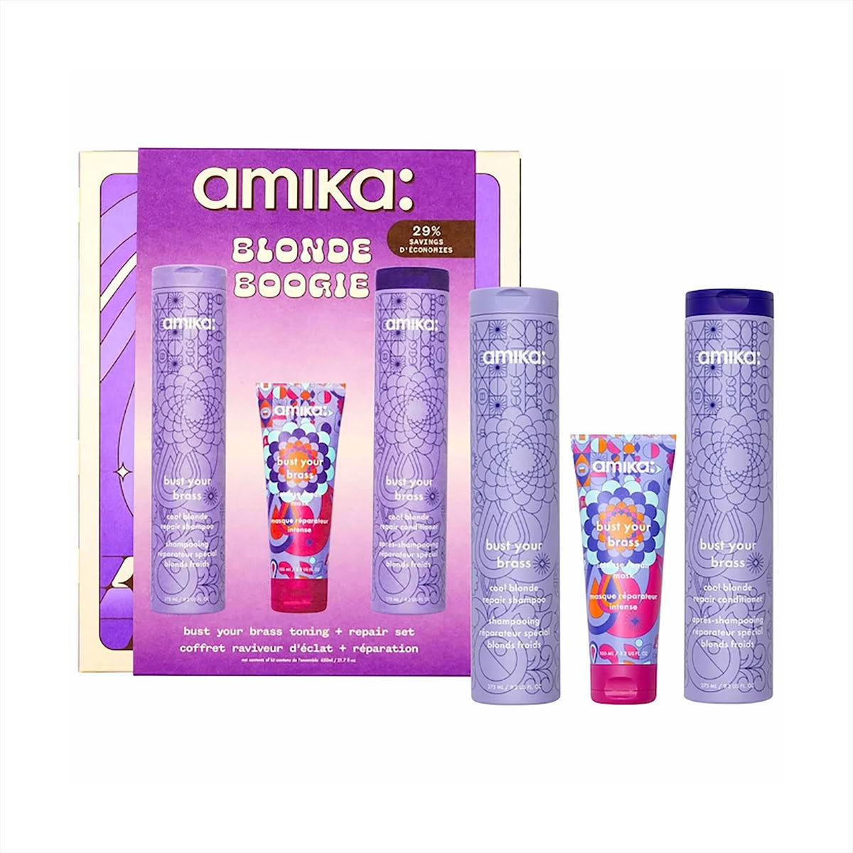 amika Blonde Boogie Bust Your Brass Toning & Repair Gift Set