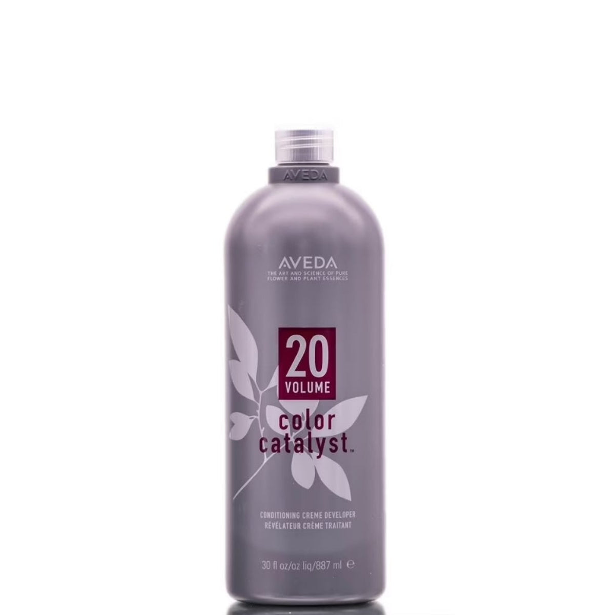 Aveda 20 Volume Color Catalyst bottle on a white background