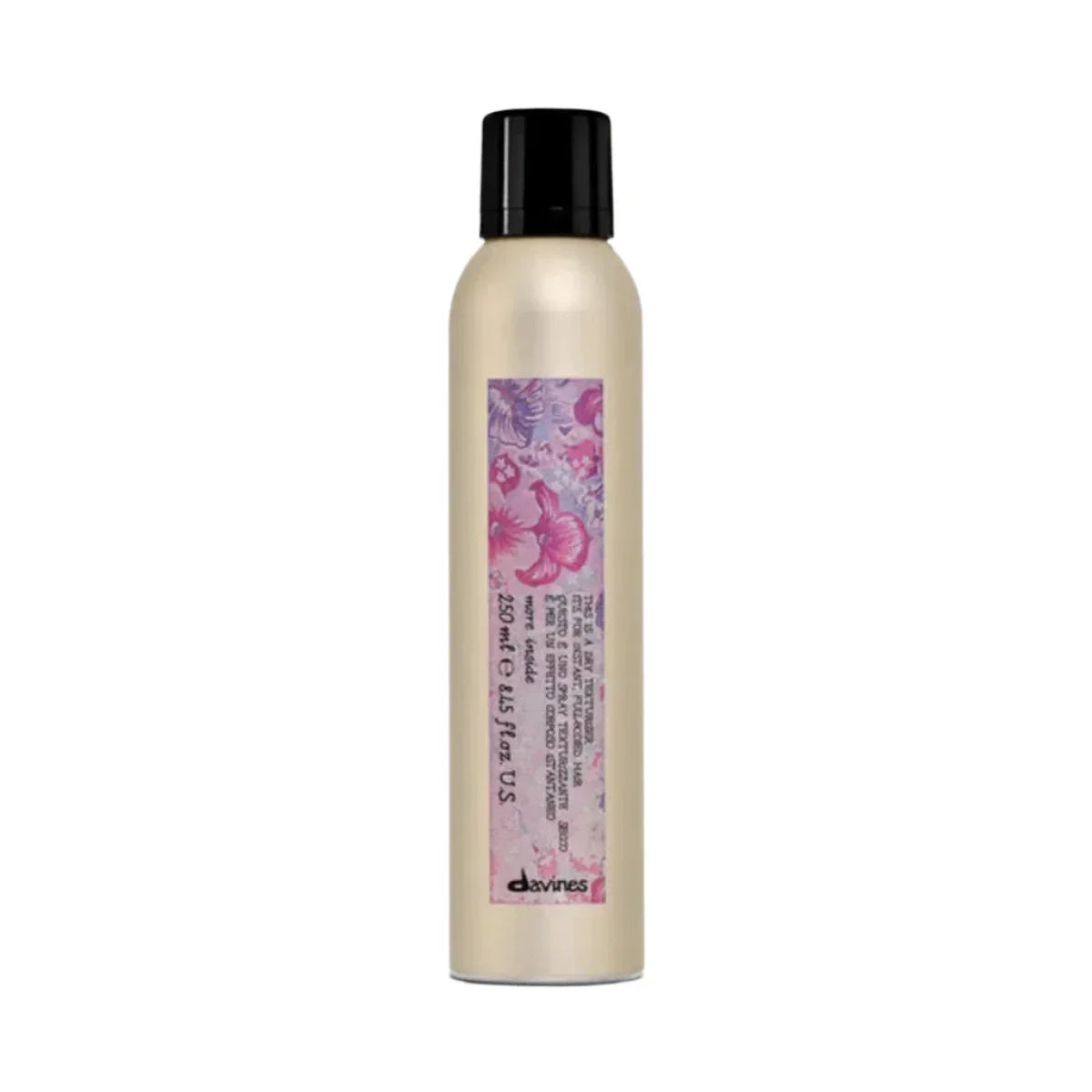 Davines More Inside This Is A Dry Texturizer bottle with floral design on label against a white background