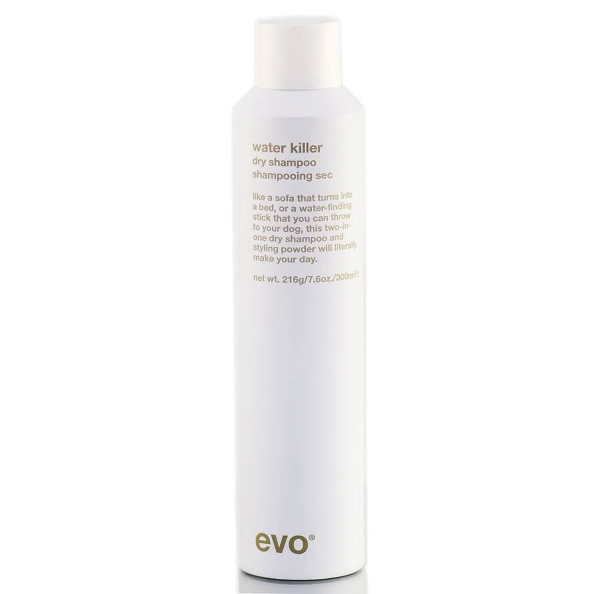 Evo Water Killer dry shampoo bottle on a white background