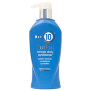 Blue bottle of 'it's a 10 Potion miracle daily conditioner' on a white background
