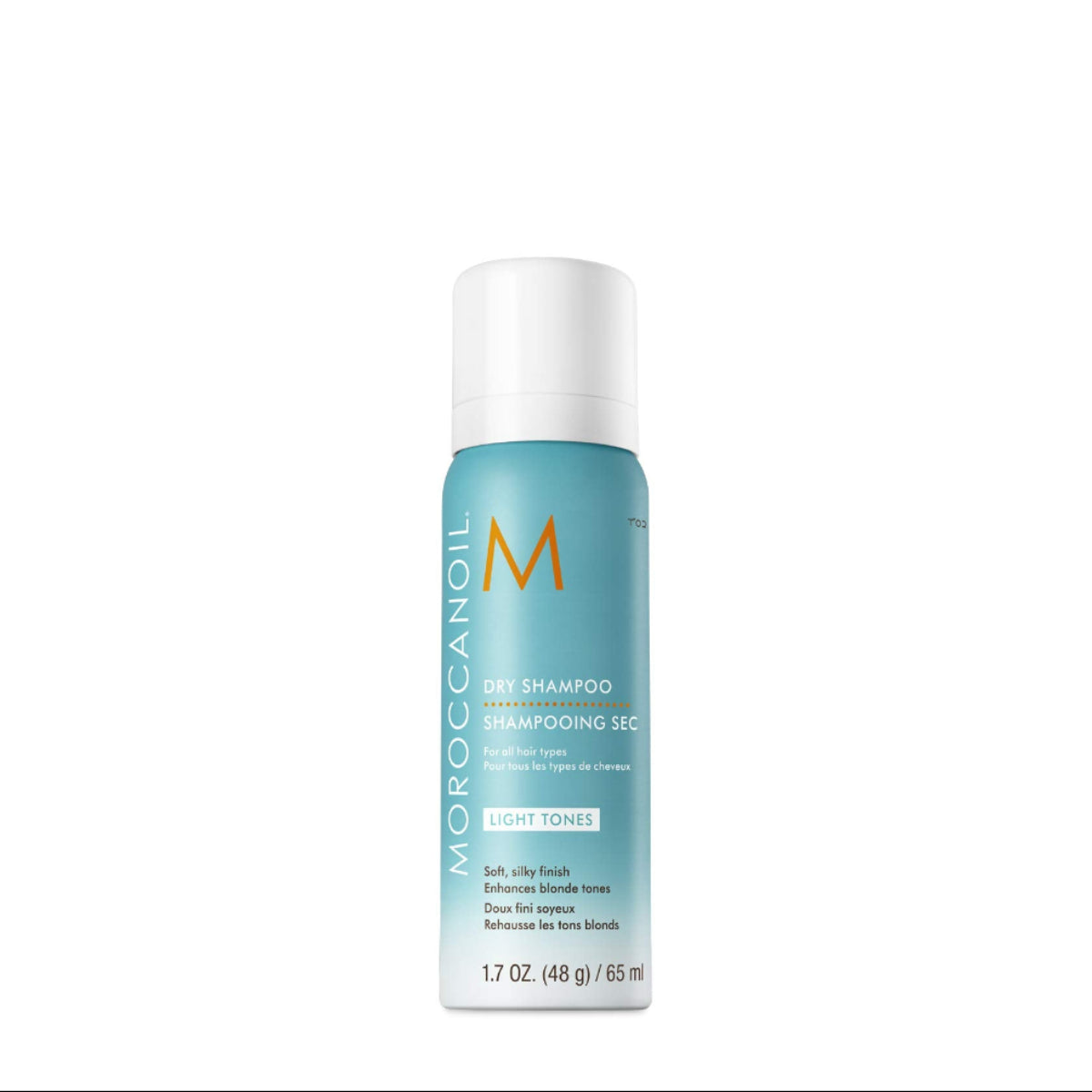 Moroccanoil dry shampoo bottle on a white background