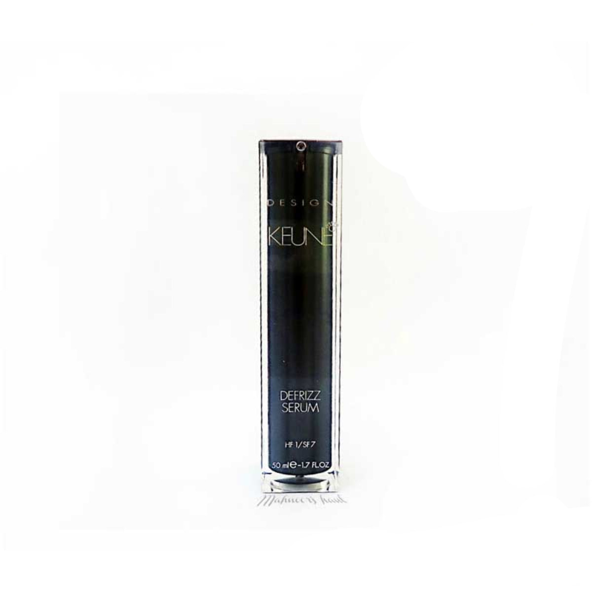 Keune defrizz serum bottle with Big Brand PK logo on a white background