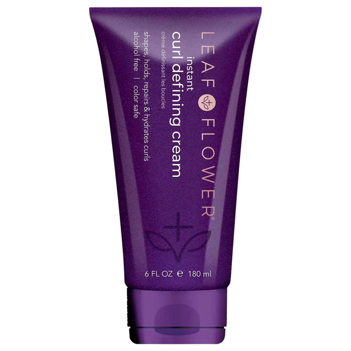 Purple tube of Leaf Flower instant curl defining cream on a white background