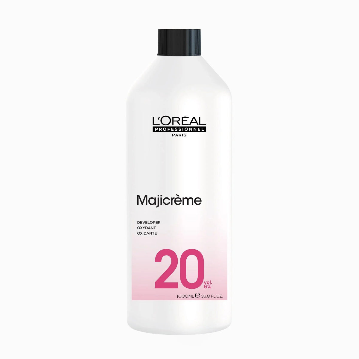 L'Oreal Majicreme hair product bottle on a white background
