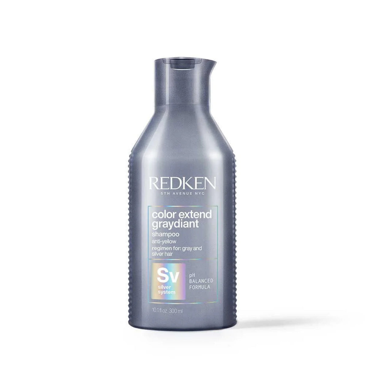 A 300 ml bottle of Redken Color Extend Graymant Shampoo, featuring a metallic silver-gray bottle with a dark gray cap, set against a plain white background.