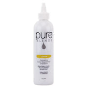 A white bottle of Pure Blends Hydrating Color Depolishing Shampoo in Lemon scent, featuring a white cap and black text on a clean white background.